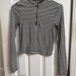 Forever 21 Monochrome Striped Top with zipper